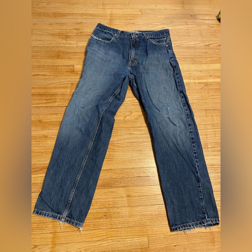 Harley Davidson Men Distressed Classic Blue Denim Jeans Size 34 x 30